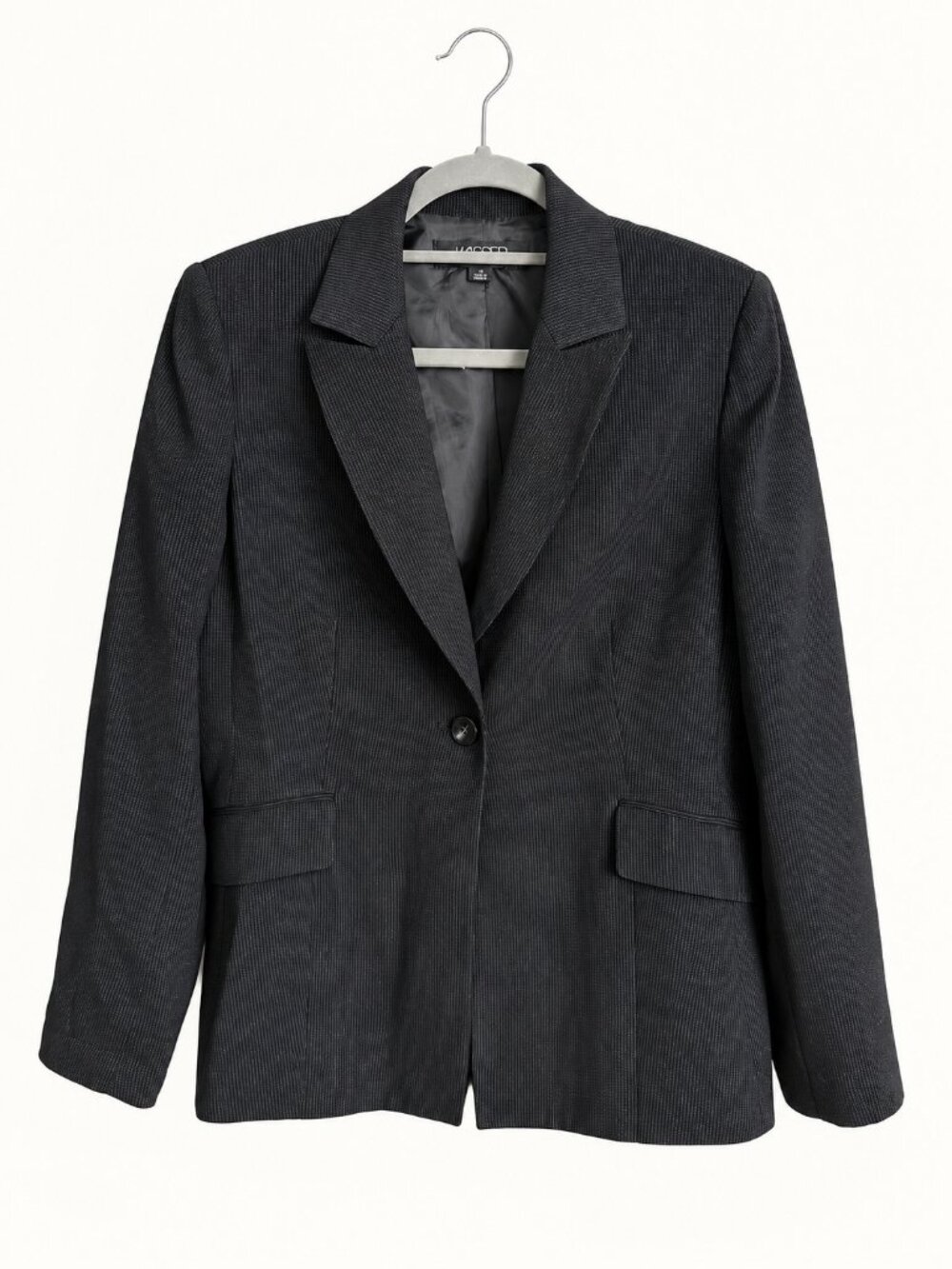 Kasper Black Pinstripe Single-Button Blazer 8